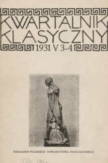 Kwartalnik Klasyczny. R. 5, 1931, nr 3-4