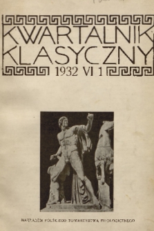 Kwartalnik Klasyczny. R. 2, 1932, nr 1
