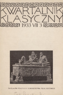 Kwartalnik Klasyczny. R. 7, 1933, nr 3