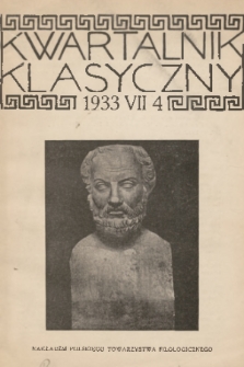 Kwartalnik Klasyczny. R. 7, 1933, nr 4