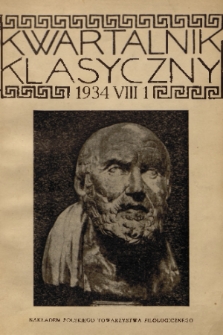 Kwartalnik Klasyczny. R. 8, 1934, nr 1