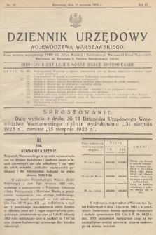 Dziennik Urzędowy Województwa Warszawskiego. 1923, nr 15