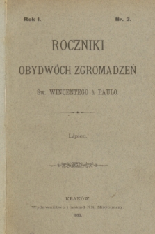 Roczniki Obydwóch Zgromadzeń św. Wincentego à Paulo. R. 1, 1895, nr 3