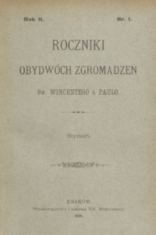 Roczniki Obydwóch Zgromadzeń św. Wincentego à Paulo. R. 2, 1896, nr 1
