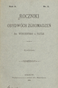 Roczniki Obydwóch Zgromadzeń św. Wincentego à Paulo. R. 2, 1896, nr 2