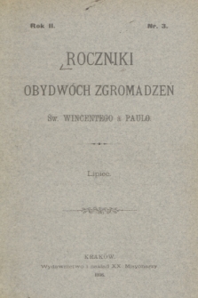 Roczniki Obydwóch Zgromadzeń św. Wincentego à Paulo. R. 2, 1896, nr 3