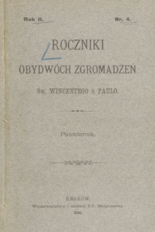 Roczniki Obydwóch Zgromadzeń św. Wincentego à Paulo. R. 2, 1896, nr 4