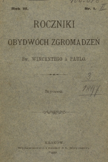 Roczniki Obydwóch Zgromadzeń św. Wincentego à Paulo. R. 3, 1897, nr 1