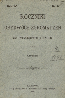 Roczniki Obydwóch Zgromadzeń św. Wincentego à Paulo. R. 4, 1898, nr 1