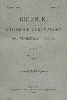 Roczniki Obydwóch Zgromadzeń św. Wincentego à Paulo. R. 4, 1898, nr 3