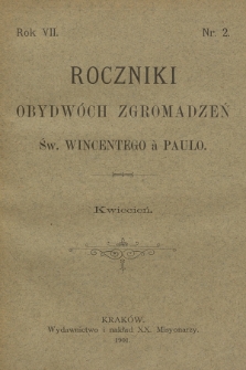 Roczniki Obydwóch Zgromadzeń św. Wincentego à Paulo. R. 7, 1901, nr 2
