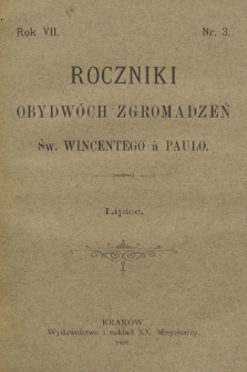 Roczniki Obydwóch Zgromadzeń św. Wincentego à Paulo. R. 7, 1901, nr 3