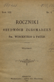 Roczniki Obydwóch Zgromadzeń św. Wincentego à Paulo. R. 8, 1902, nr 1