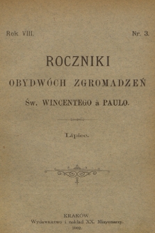 Roczniki Obydwóch Zgromadzeń św. Wincentego à Paulo. R. 8, 1902, nr 3