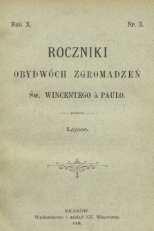 Roczniki Obydwóch Zgromadzeń św. Wincentego à Paulo. R. 10, 1904, nr 3