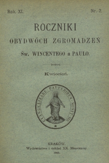 Roczniki Obydwóch Zgromadzeń św. Wincentego a Paulo. R. 11, 1905, nr 2