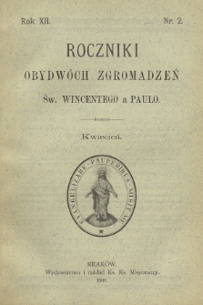 Roczniki Obydwóch Zgromadzeń św. Wincentego a Paulo. R. 12, 1906, nr 2
