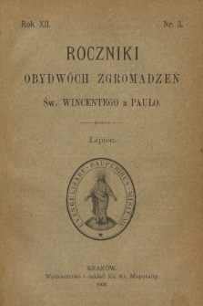 Roczniki Obydwóch Zgromadzeń św. Wincentego a Paulo. R. 12, 1906, nr 3