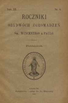 Roczniki Obydwóch Zgromadzeń św. Wincentego a Paulo. R. 12, 1906, nr 4