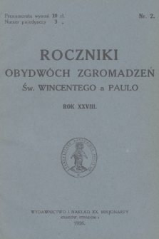 Roczniki Obydwóch Zgromadzeń św. Wincentego a Paulo. R. 28, 1926, nr 2