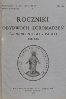Roczniki Obydwóch Zgromadzeń św. Wincentego a Paulo. R. 30, 1928, nr 2