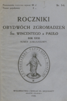Roczniki Obydwóch Zgromadzeń św. Wincentego a Paulo. R. 30, 1928, nr 3