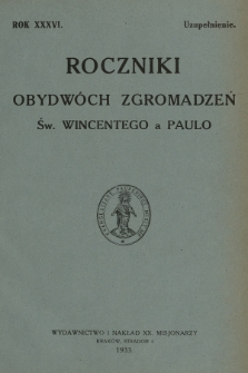 Roczniki Obydwóch Zgromadzeń św. Wincentego a Paulo. R. 36, 1933, nr 5