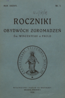 Roczniki Obydwóch Zgromadzeń św. Wincentego a Paulo. R. 37, 1934, nr 3