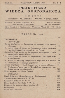 Praktyczna Wiedza Gospodarcza : miesięcznik Instytutu Praktycznej Wiedzy Gospodarczej. R.3, 1933, Nr 3-4