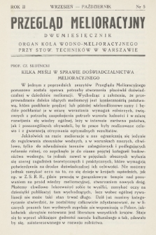 Przegląd Melioracyjny : organ Koła Wodno-Melioracyjnego przy Stow. Techników w Warszawie : dwumiesięcznik poświęcony melioracjom rolnym i pokrewnym działom techniki i rolnictwa. R.2, 1937, Nr 5