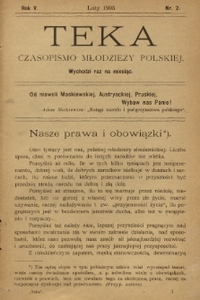 Teka : czasopismo młodzieży polskiej, R.5, 1903, Nr 2