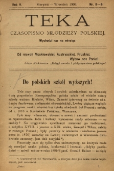 Teka : czasopismo młodzieży polskiej, R.5, 1903, Nr 8-9