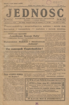 Jedność : bezpartyjne pismo pracowników umysłowych. R.6, 1930, Nr 1