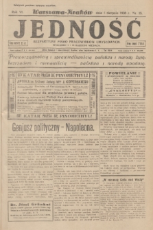 Jedność : bezpartyjne pismo pracowników umysłowych. R.6, 1930, Nr 15