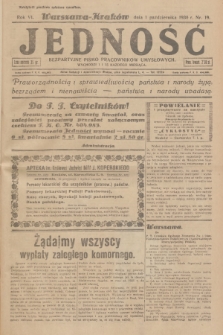 Jedność : bezpartyjne pismo pracowników umysłowych. R.6, 1930, Nr 19