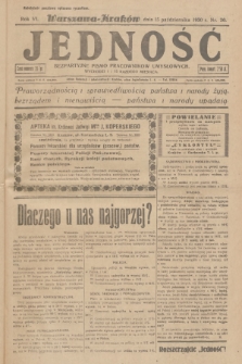 Jedność : bezpartyjne pismo pracowników umysłowych. R.6, 1930, Nr 20