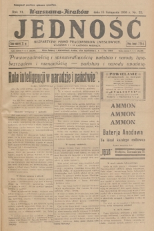 Jedność : bezpartyjne pismo pracowników umysłowych. R.6, 1930, Nr 22