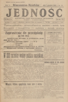 Jedność : bezpartyjne pismo pracowników umysłowych. R.6, 1930, Nr 23