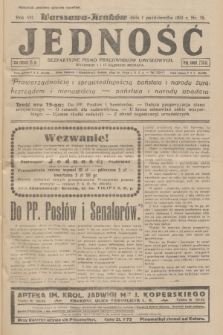 Jedność : bezpartyjne pismo pracowników umysłowych. R.7, 1931, Nr 19