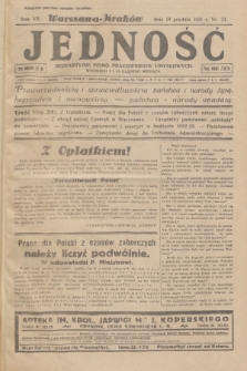 Jedność : bezpartyjne pismo pracowników umysłowych. R.7, 1931, Nr 24