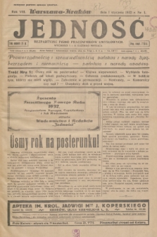 Jedność : bezpartyjne pismo pracowników umysłowych. R.8, 1932, Nr 1