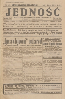 Jedność : bezpartyjne pismo pracowników umysłowych. R.8, 1932, Nr 3