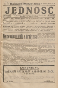 Jedność : bezpartyjne pismo pracowników umysłowych. R.8, 1932, Nr 12