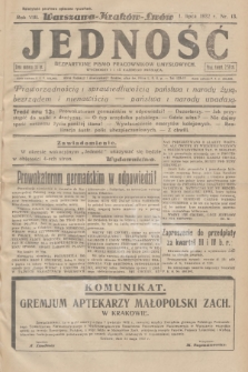 Jedność : bezpartyjne pismo pracowników umysłowych. R.8, 1932, Nr 13