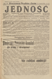 Jedność : bezpartyjne pismo pracowników umysłowych. R.8, 1932, Nr 18