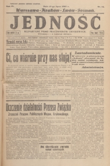 Jedność : bezpartyjne pismo pracowników umysłowych. R.9, 1933, Nr 14