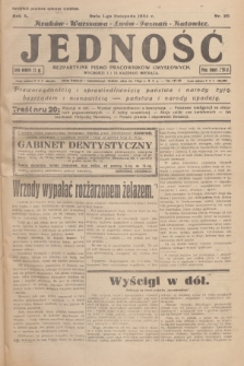 Jedność : bezpartyjne pismo pracowników umysłowych. R.10, 1934, Nr 20