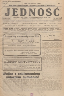 Jedność : bezpartyjne pismo pracowników umysłowych. R.11, 1935, Nr 1