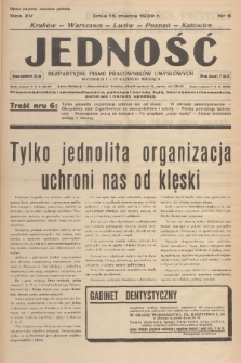 Jedność : bezpartyjne pismo pracowników umysłowych. R.15, 1939, Nr 6