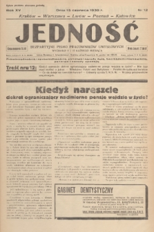 Jedność : bezpartyjne pismo pracowników umysłowych. R.15, 1939, Nr 12